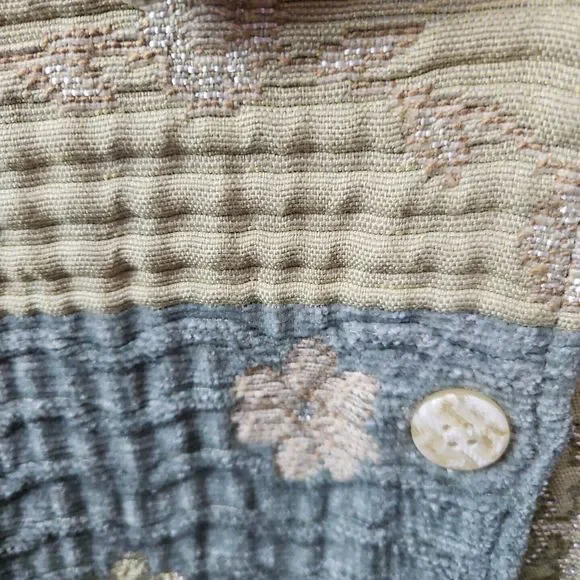 Coldwater Creek Jacket m Blue Green button front textured - Picture 2 of 10